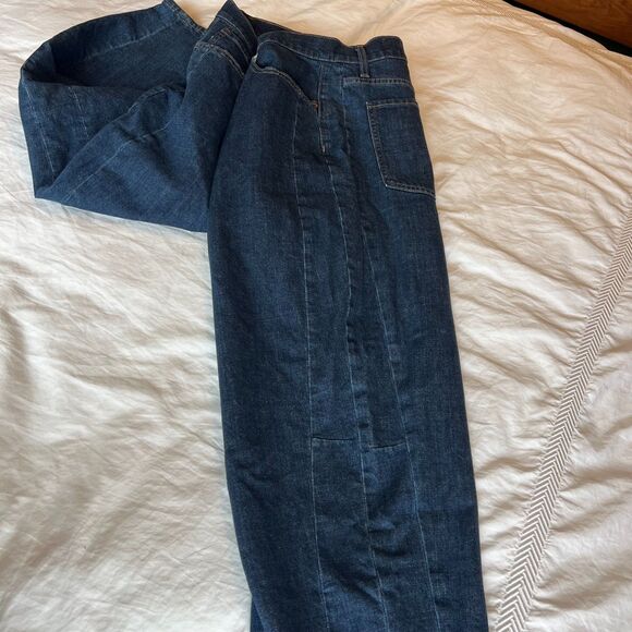 Old Navy Women's High-Waisted Barrel Ankle Jeans dark wash size 14 - Picture 7 of 14